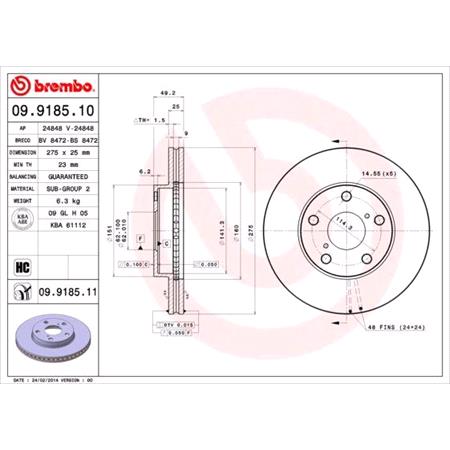 Brembo Front Axle Brake Discs (Pair)   Diameter: 275mm