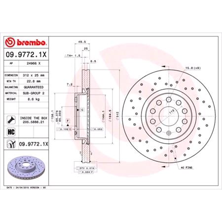 Brembo Xtra Front Axle Brake Discs (Pair)   Diameter: 312mm   09.9772.1X