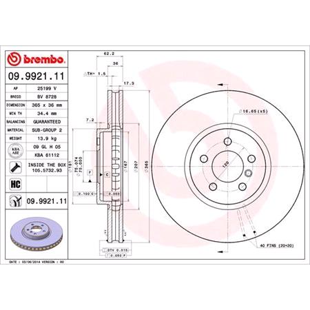 Brembo Front Axle Brake Discs (Pair)   Diameter: 365mm