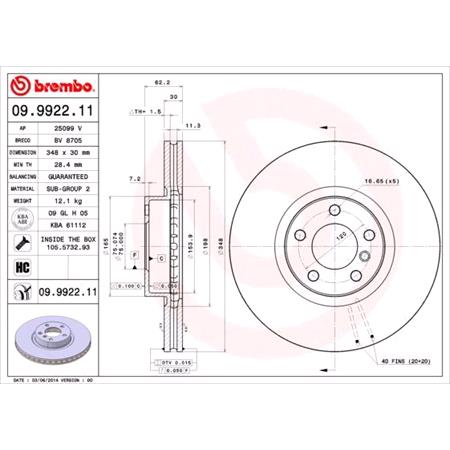 Brembo Front Axle Brake Discs (Pair)   Diameter: 348mm