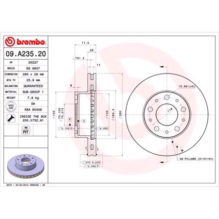 Brembo Prime Front Axle Brake Discs (Pair)   Diameter: 280mm   09.A235.20