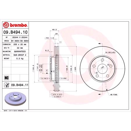 Brembo Front Axle Brake Discs (Pair)   Diameter: 255mm   09.B494.11