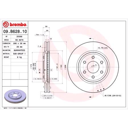 Brembo Front Axle Brake Discs (Pair)   Diameter: 296mm