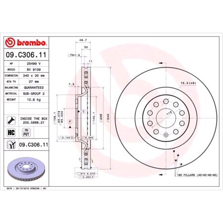 Brembo Prime Front Axle Brake Discs (Pair)   Diameter: 340mm   09.C306.11
