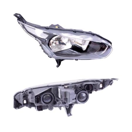 Right Headlamp (Halogen, Black Bezel, Takes H7 / H15 Bulbs, With Daytime Running Lamp) for Ford TOURNEO CONNECT 2013 on