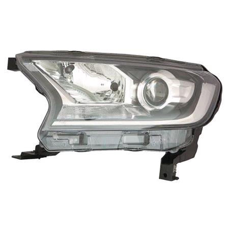 Left Headlamp (Halogen, Takes H11 / H15 Bulbs, With Daytime Running Light, Supplied Without Motor) for Ford RANGER 2015 2018