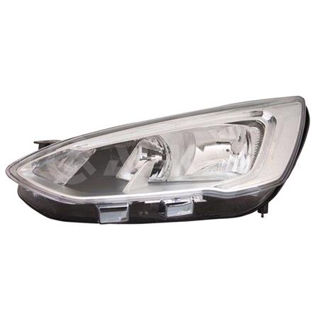 Left Headlamp (Halogen, Silver Bezel, Takes H7 / H1 Bulbs, With LED Daytime Running Light, Supplied With Motor) for Ford FOCUS IV Saloon 2018 on