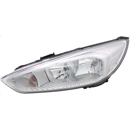 Left Headlamp (Halogen, Chrome Bezel, Take H7/ H1 Bulbs, Without Daytime Running Light, Supplied With Motor & Bulbs, Style Models, Original Equipment) for Ford FOCUS III 2015 2019