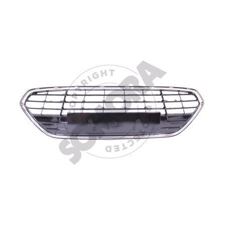 Ford Mondeo 2011 Onwards Front Bumper Grille, Matte Black, With Chrome Surround