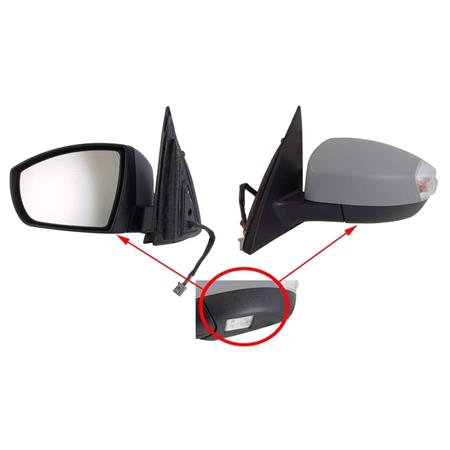Left Wing Mirror (Electric, heated, indicator and puddle lamp, 8 Pin Connector) for Ford S MAX, 2006 2015