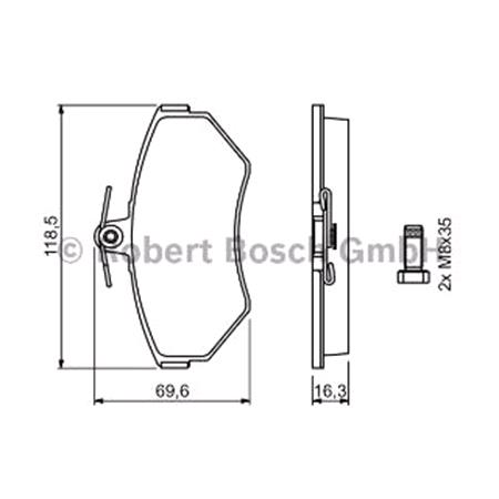 Bosch Front Brake Pads (Full set for Front Axle)   0986494010