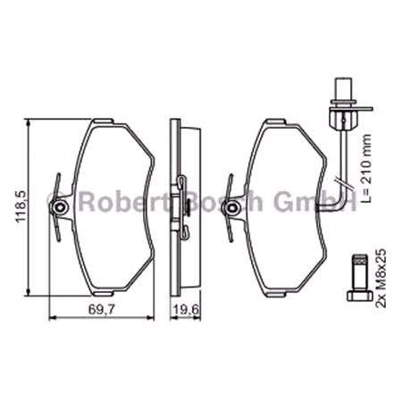 Bosch Front Brake Pads (Full set for Front Axle)   0986494042