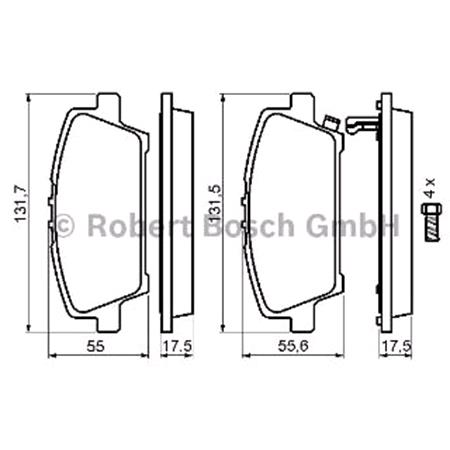 Bosch Front Brake Pads (Full set for Front Axle)   0986494136