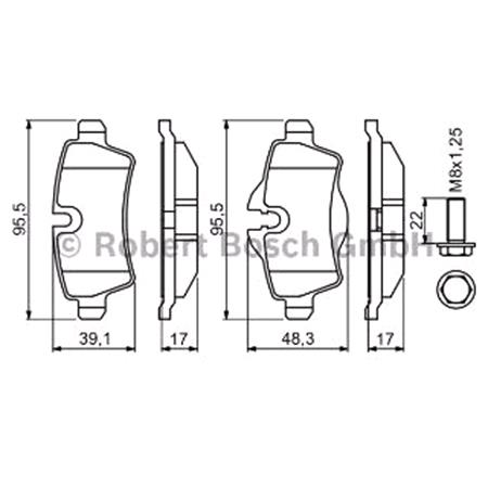 Bosch Rear Brake Pads (Full set for Rear Axle)   0986494242