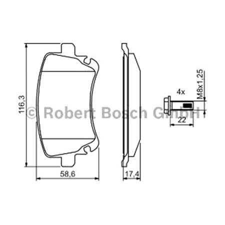 Bosch Rear Brake Pads (Full set for Rear Axle)   0986494303