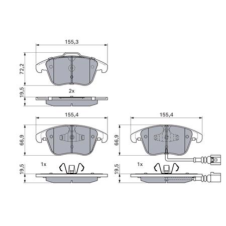 Bosch Front Brake Pads (Full set for Front Axle)   0986494372