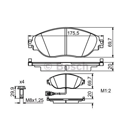 Bosch Front Brake Pads (Full set for Front Axle)   0986494704