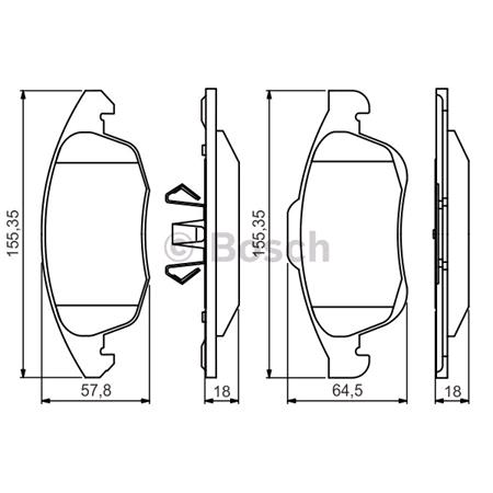 Bosch Front Brake Pads (Full set for Front Axle)   0986495258
