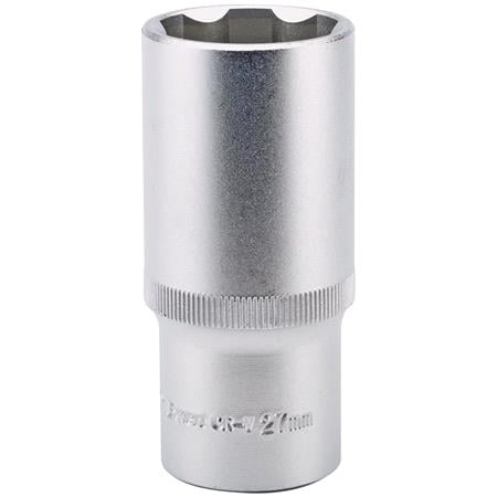 Draper Expert 09889 27mm 1/2 Square Drive Hi Torw Satin Chrome 6 Point Deep Socket