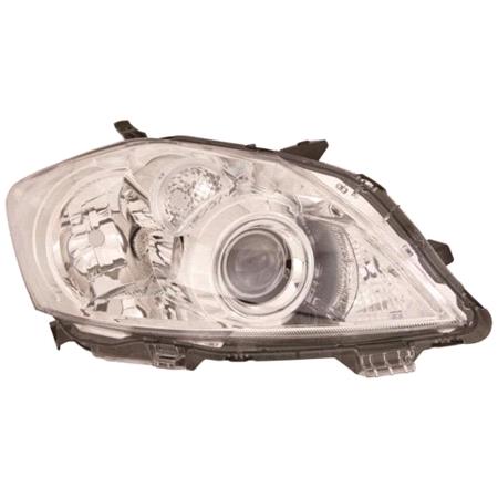 Right Headlamp (With Chrome Bezel, Halogen, Takes H11 / HB3 Bulbs, With Load Level Adjustment, Supplied Without Motor / Bulbs) for Toyota AURIS  2010 2012