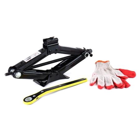 1.5 Tonne Scissor Jack with Ratchet Wrench and Work Gloves