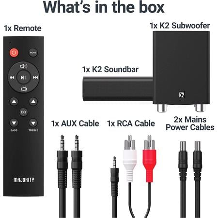 Majority K2 150W Soundbar with Subwoofer