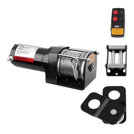 Off Road Car Winch with Remote Control and 12m Rope   1590kg Towing Capacity with 4T Pulley