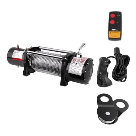 Off Road Car Winch with Remote Control and 28m Rope   4310kg Towing Capacity with 8T Pulley