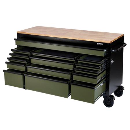 Draper 10368 BUNKER Workbench Roller Tool Cabinet 15 Drawer 61" Green