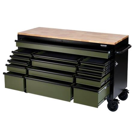 Draper 10368 BUNKER Workbench Roller Tool Cabinet 15 Drawer 61" Green