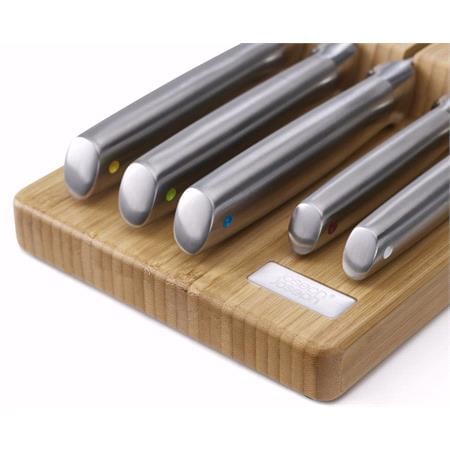 Joseph Joseph Elevate Steel 5 Piece Knife Set with In Drawer Bamboo Storage Tray