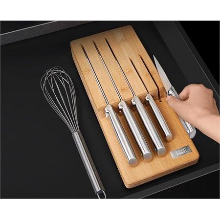 Joseph Joseph Elevate Steel 5 Piece Knife Set with In Drawer Bamboo Storage Tray