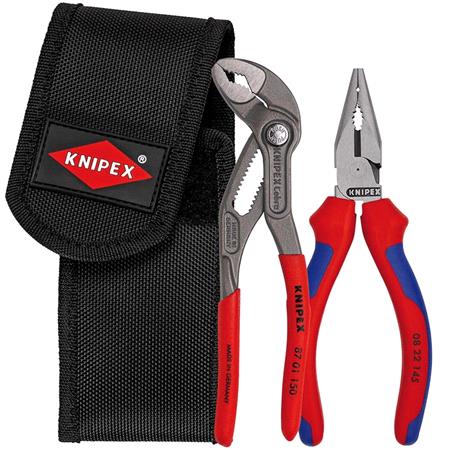 KNIPEX Mini Pliers Set in Belt Tool Pouch, 1 x 08 22 145, 1 x 87 01 150