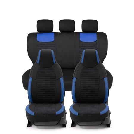 CHAMPION Style Seat Covers with Fixed Headrests (Black/Blue) For Citroen C ZERO 2010 Onwards