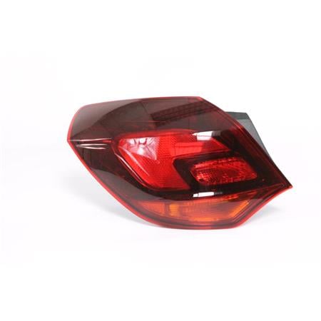 Left Rear Lamp (Outer, On Quarter Panel, 5 Door Hatchback, Dark Red, Supplied Without Bulbholder) for Opel ASTRA J 2010 on