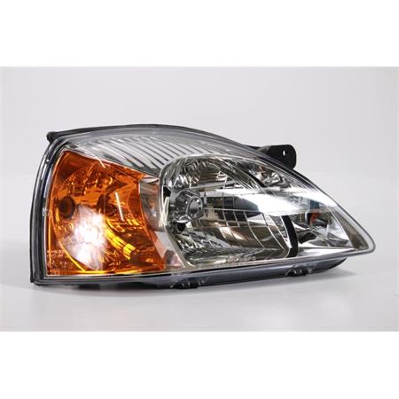 Right Headlamp (Amber Indicator, Supplied With Motor, Takes H4 Bulb) for Kia Rio 2003 2005