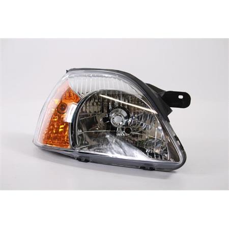 Right Headlamp (Amber Indicator, Supplied With Motor, Takes H4 Bulb) for Kia Rio 2003 2005