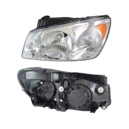 Left Headlamp (Chrome Bezel, Takes H4 Bulb, Supplied With Motor) for Kia CERATO Saloon 2004 on