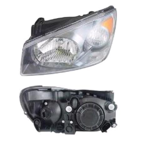 Left Headlamp (Black Bezel, Takes H4 Bulb, Supplied With Motor) for Kia CERATO 2004 on