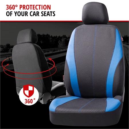 Walser Basic Zipp It Dundee Car Seat Cover Set with Zip System   Black and Blue