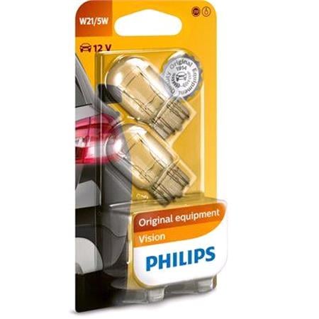 Philips Vision 12V W21/5W Large Capless Bulb   Twin Pack