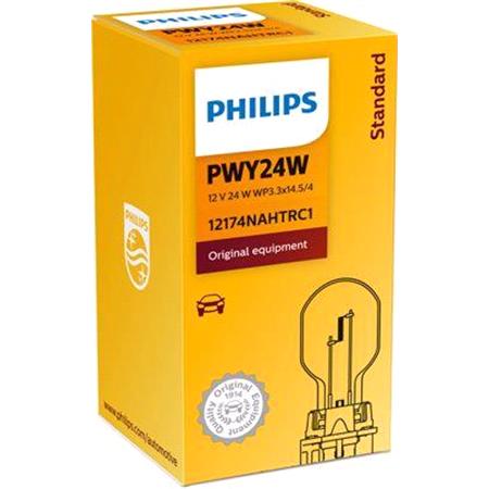 Philips Standard 12V PWY24W WP3.3x14.5/4 Amber Bulb   Single