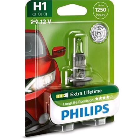Philips Longlife EcoVision 12V H1 55W P14.5s Bulb   Single