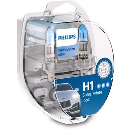 Philips WhiteVision Ultra 12V H1 55W P14.5s Bulb   Twin Pack