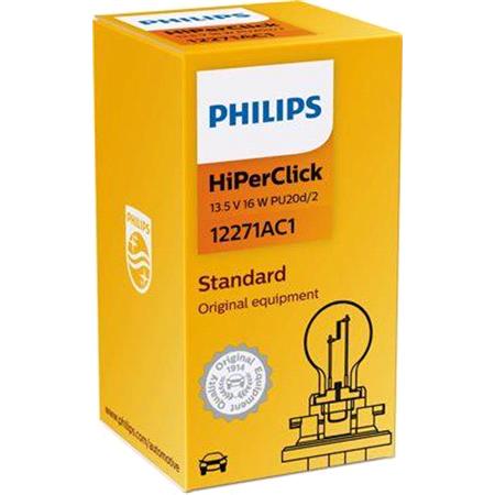 Philips Standard 13.5V PCY16W PU20d/2 Amber Bulb   Single
