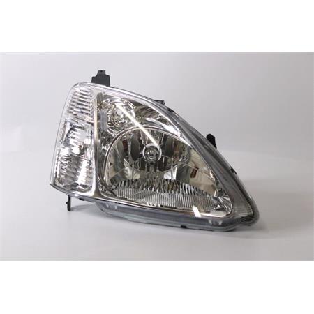 Right Headlamp (Original Equipment, With Chrome Bezel, 3 Dr & 5 Dr Hatchback) for Honda CIVIC VII Hatchback 2001 2003