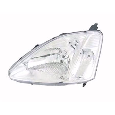 Left Headlamp (Original Equipment, With Chrome Bezel, 3 Dr & 5 Dr Hatchback) for Honda CIVIC VII Hatchback 2001 2003