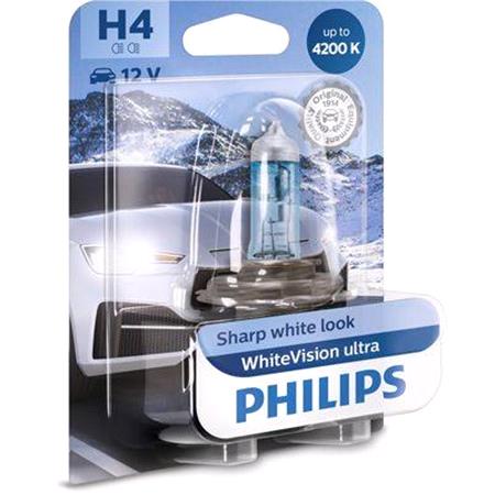 Philips WhiteVision Ultra 12V H4 60/55W P43t 38 Bulb   Single