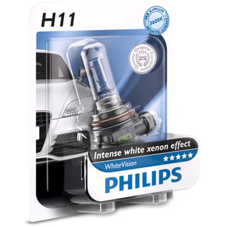 Philips WhiteVision 12V H11 55W PGJ19 2 Bulb   Single