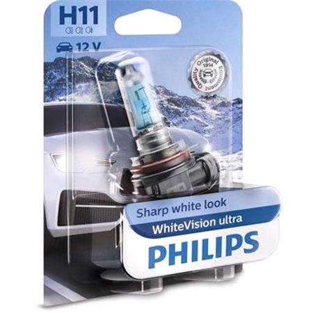 Philips WhiteVision Ultra 12V H11 55W PGJ19 2 Bulb   Single